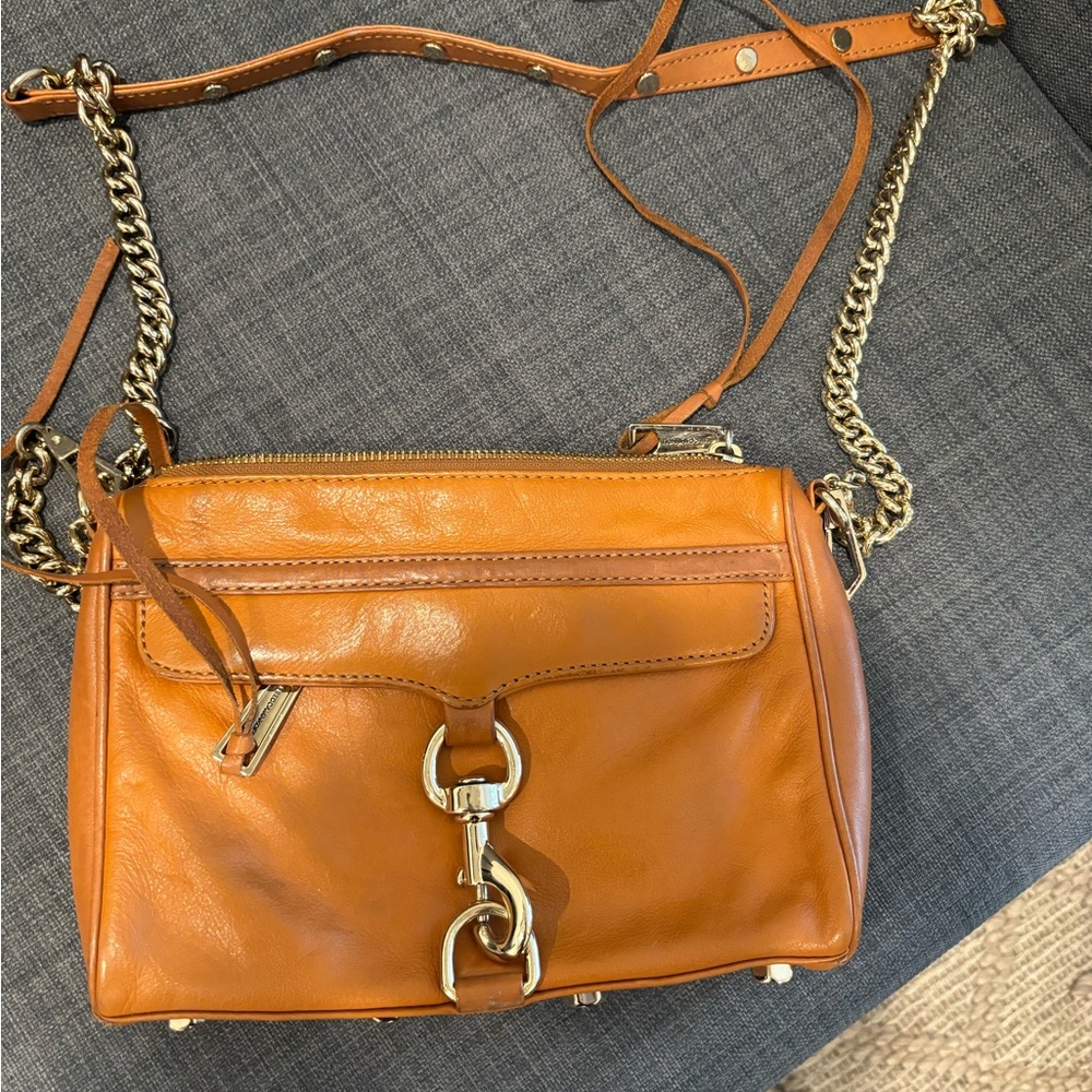 Rebecca Minkoff Crossbody 9”x6.5” Brown leather Gold hardware